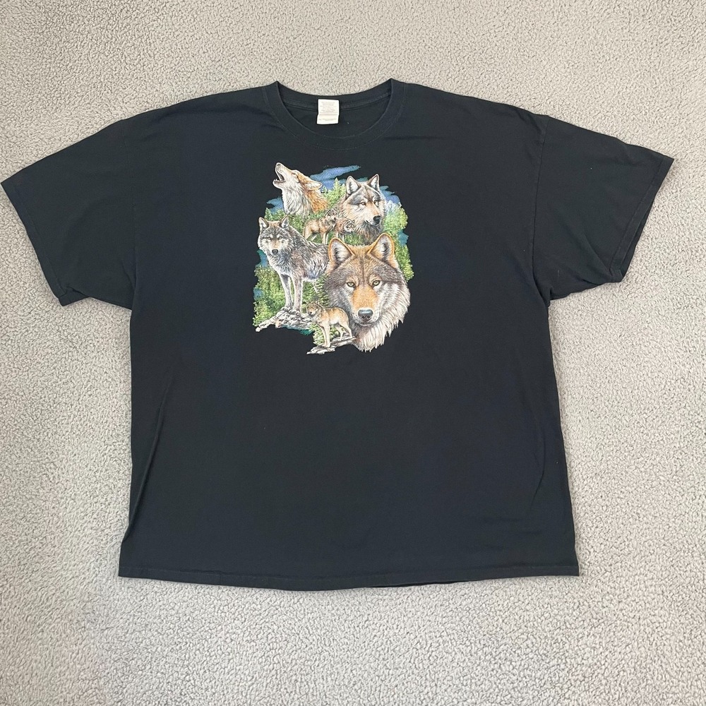 Pack of Wolves Shirt Men 3XL Black Nature Forest Wolf Pack Short Sleeve